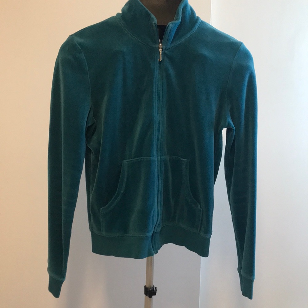 Velour zip front pullover